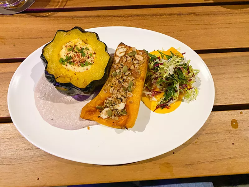 Image: Pardon the harsh photo, photographing on a dark patio is tough: But the roasted butternut squash from Elm & Good is not.