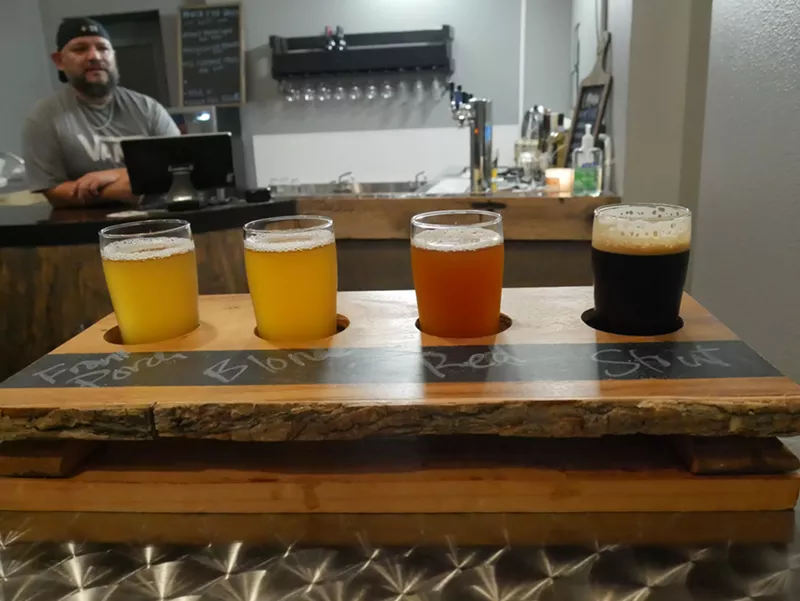 Image: Can't decide on what you're thirsty for? Black Fox Brewing serves flights so you can try multiple beers.