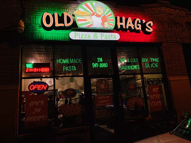 Image: Old Hag's Pizza, formerly David's Oak Cliff Pizza, recently adopted 24/7 hours.