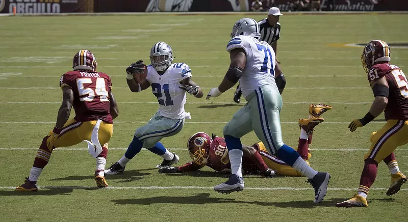Image: Ezekiel Elliott, the focus of the Redskins defense, is everyone's focus at Cowboys camp.