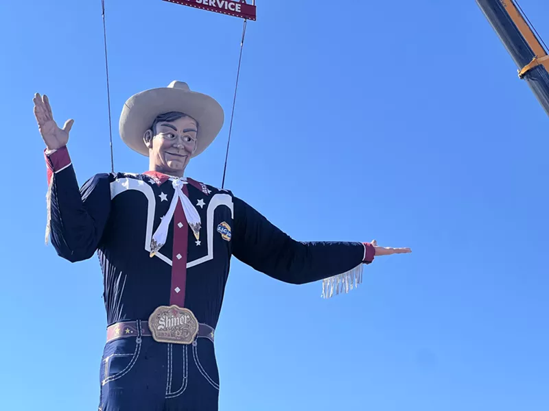 Image: Big Tex is erected and installed at the State Fair of Texas.