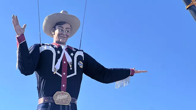 Big Tex is erected and installed at the State Fair of Texas.