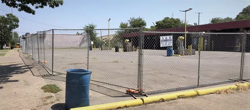 Image: At the far eastern end of The Cedars-South Dallas federal opportunity zone is Jim's Car Wash, closed by the city. At the eastern end is Matthews Southwest, South Side on Lamar, Gilley's and police headquarters.