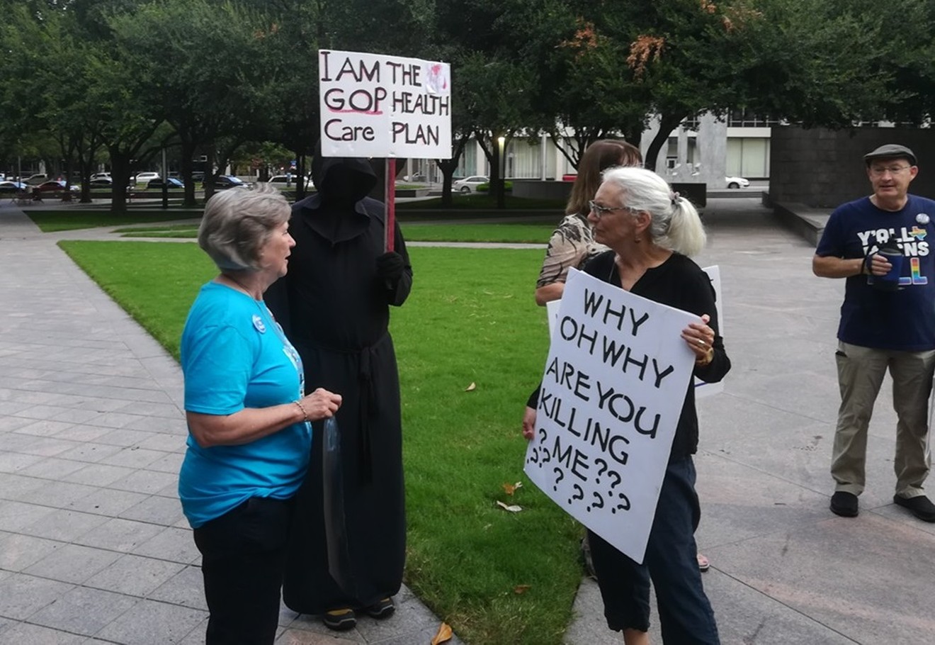 Protesters supporting the Affordable Care Act in Fort Worth earlier this year.