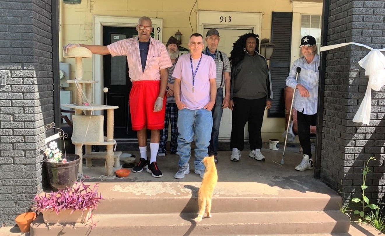 Jacob's House is a boarding house in Oak Cliff  operated by the Well Community. The cat, named Skins, is a favorite boarder.