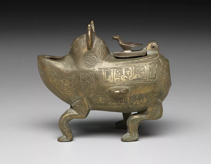 Image: Much of the art on display at the DMA takes the shape of animals and humans, like this oil lamp in the form of a fabulous beast.
