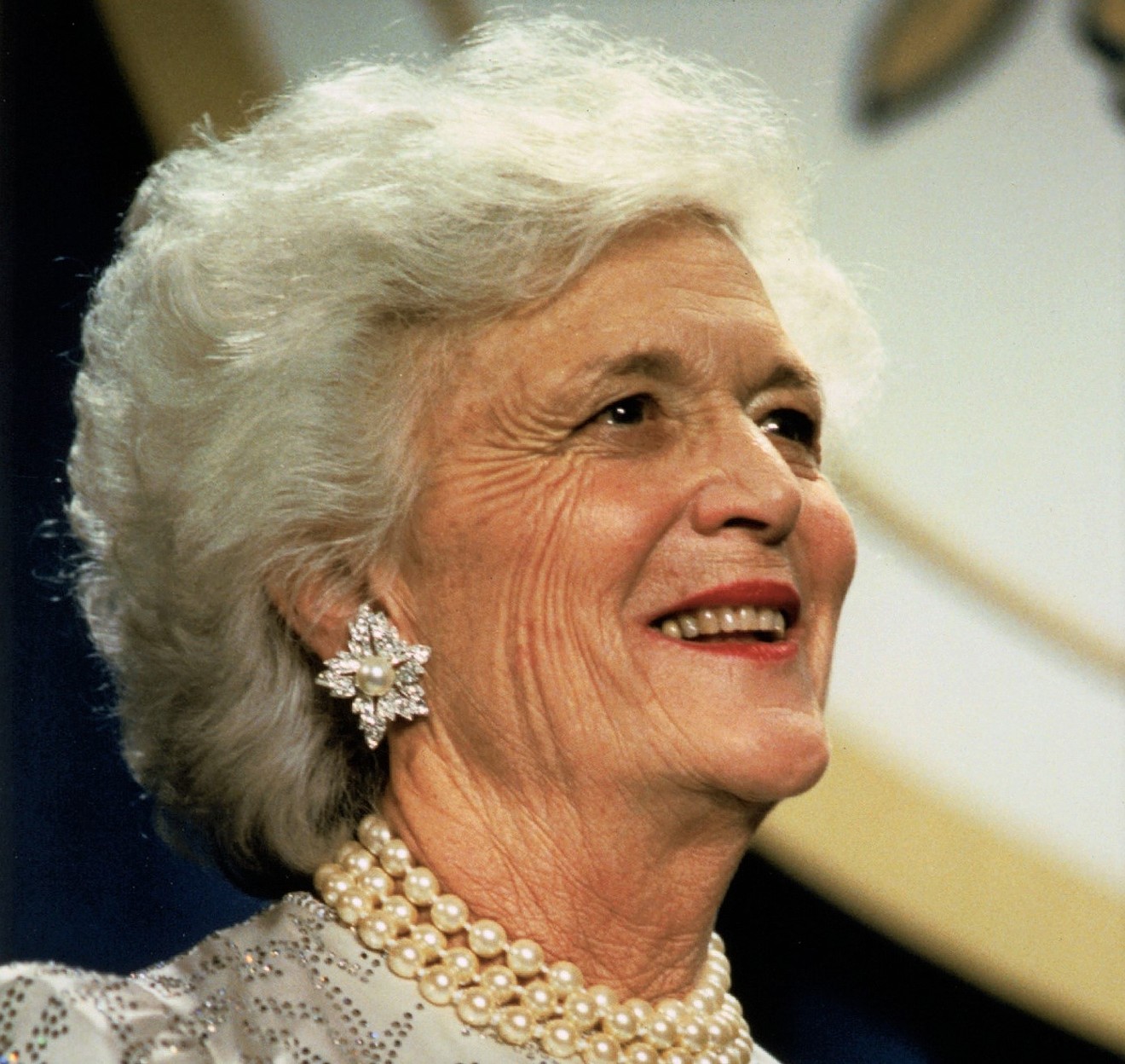 Barbara Bush could make an entire arena of adrenaline-crazed savages sit down and be quiet just by lifting her hands.