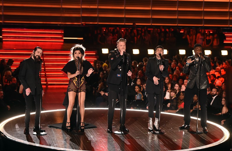 The a cappella group Pentatonix at the 2017 Grammys