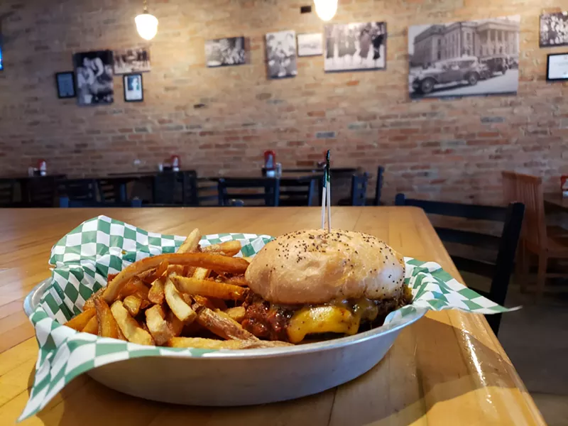 Image: Get your red on a burger at Green Door Public House.