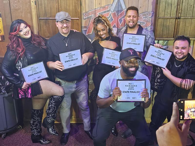 Image: Performers from all over Texas are competing in the Texas State Finals for Karaoke.