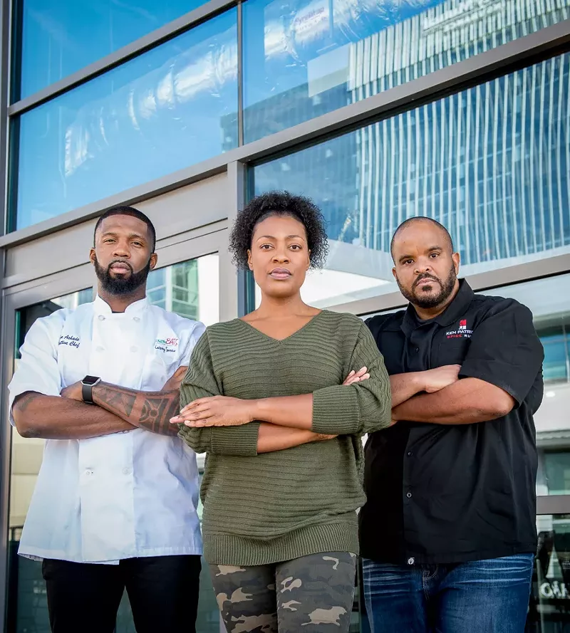 Image: Dallas chefs (L-R) Kevin Ashade, Tiffany Derry and Ken Patrick.