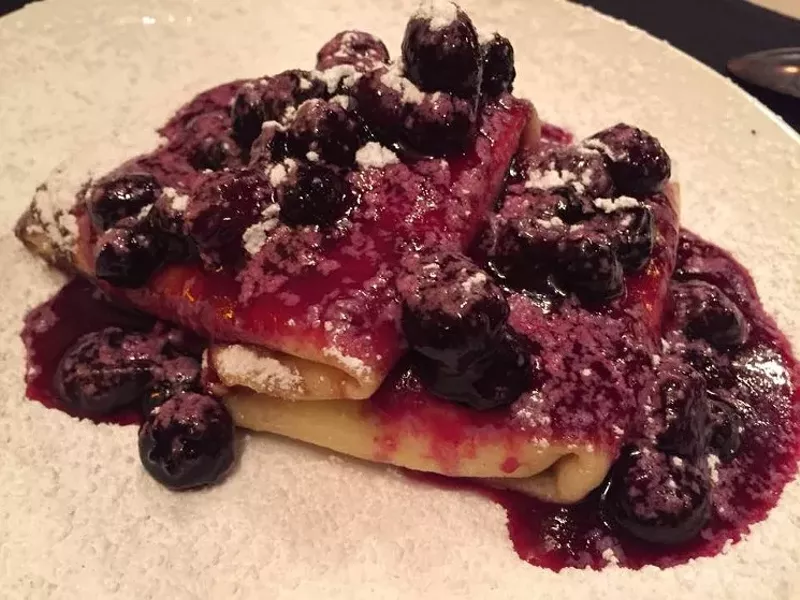 Image: After a decade of serving brunch dishes like these blueberry blintzes, The Grape is giving up on brunch.
