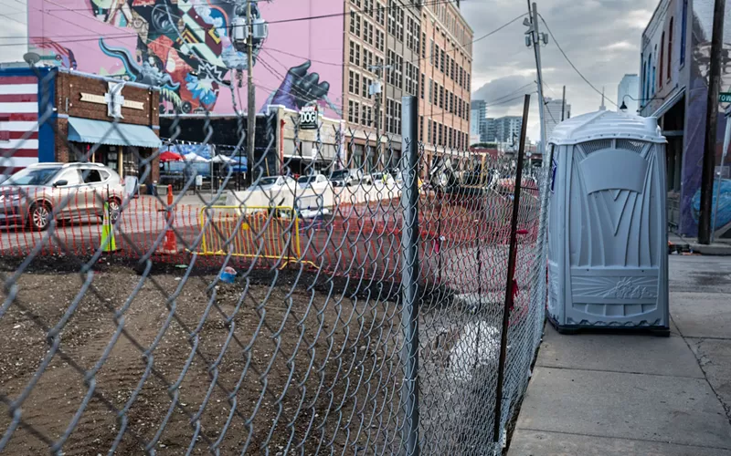 Image: construction and chaos in deep ellum.