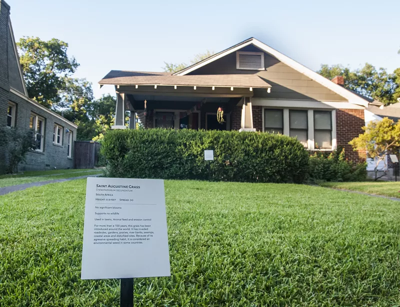 Image: Instead of pink flamingos and garden gnomes, Iris Bechtol has high art to be viewed in her front lawn.