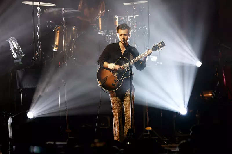 Image: It took Styles a while to warm up; he stayed behind the mic stand for the first six songs.