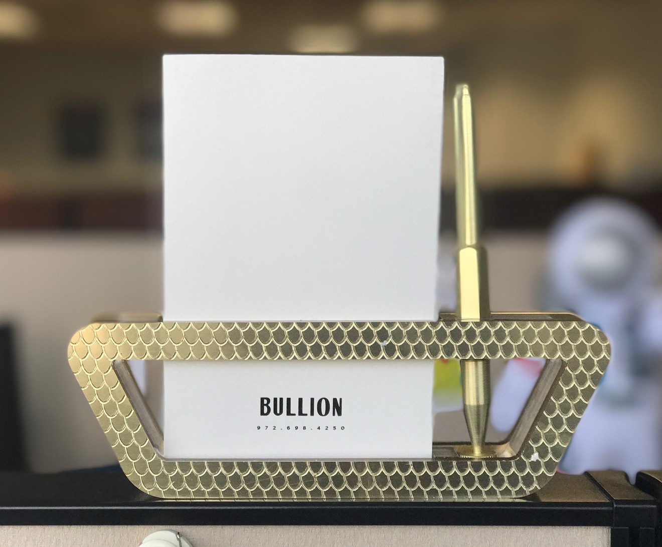 A little research shows that the pen alone in this branded stationery set from Bullion retails for $50.