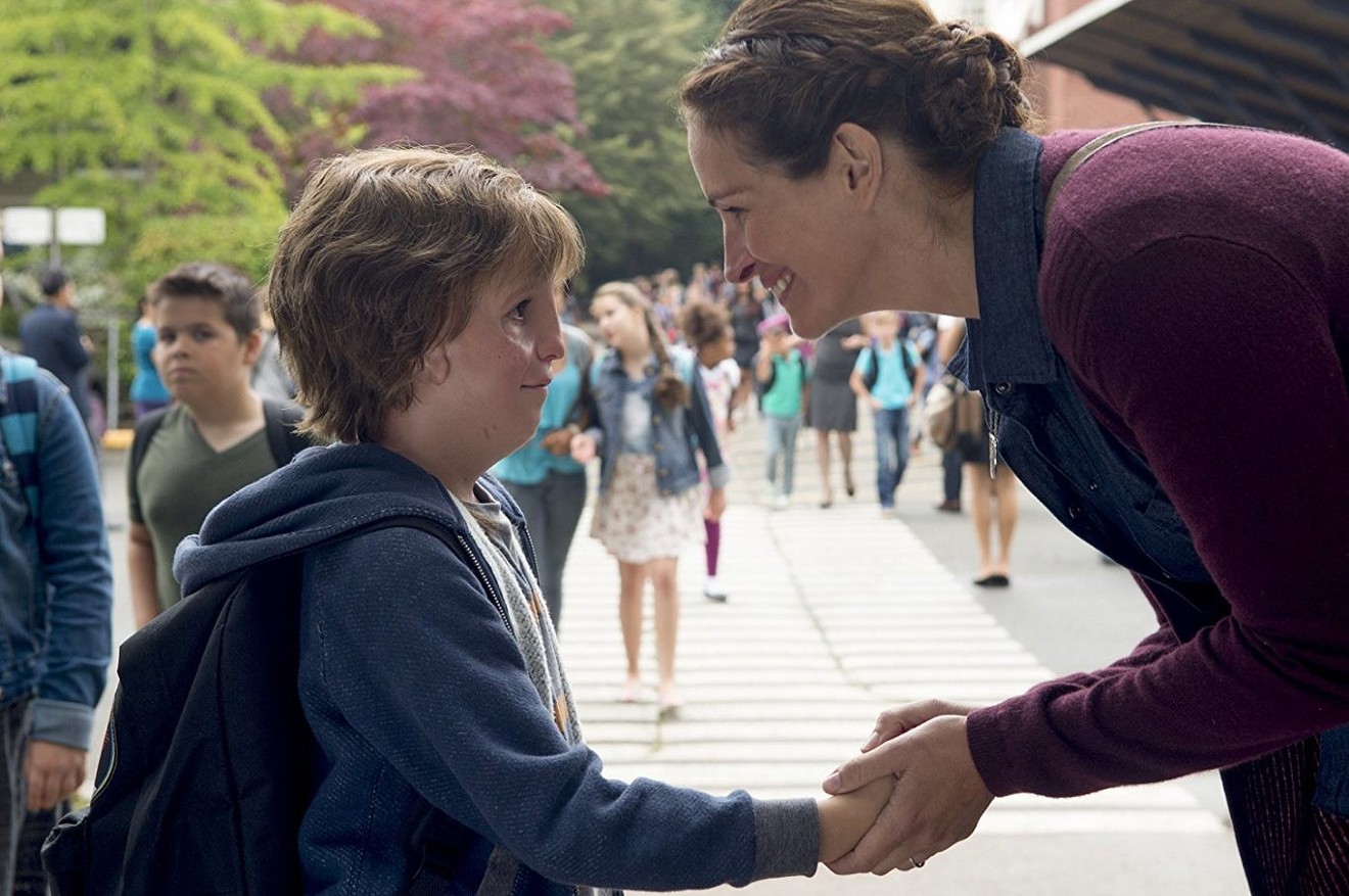 In Wonder, Jacob Tremblay (left) plays Auggie Pullman, a 10-year-old who has had 27 surgeries on his face and deals with the outside world after his mother (Julia Roberts) sends him to middle school.