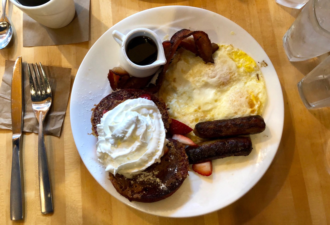 The Yolk All-Star Combo ($11) is standard breakfast executed just right. The upgrade to red velvet French toast doesn’t hurt, either.
