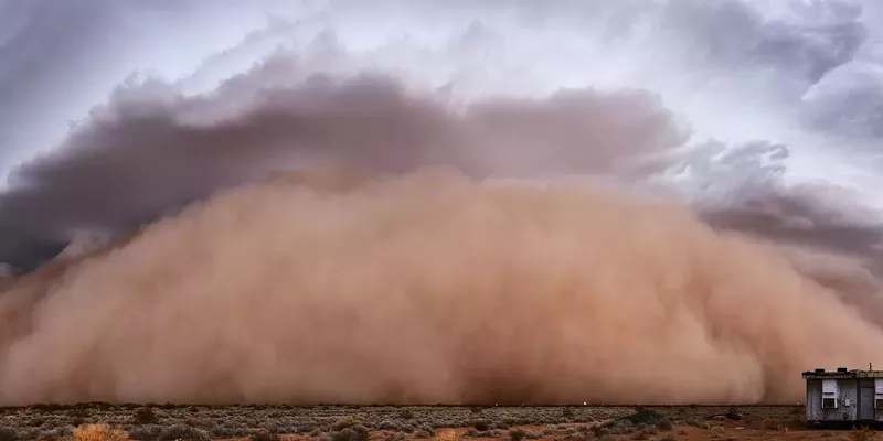 Image: Way overdramatic interpretation of dust plum headed this way.