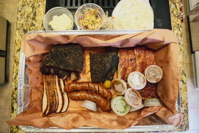 Image: You might ask, "Hey, why doesn't my tray of barbecue come with tortillas and chimichurri sauce?" It would if you ordered it from Zavala's Barbecue.